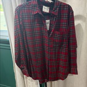 Abercrombie & Fitch Red and Green Plaid Women's Shirt